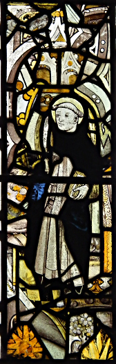 St Cuthbert with flaying knife (although appears to be Bronde?)